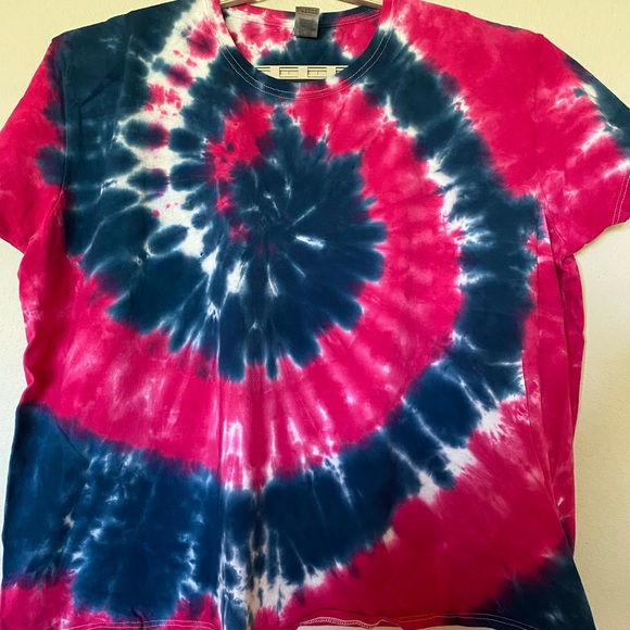 Fuscia and Cobalt Blue Spiral Tie Dye T-Shirt Blue NWT Size 3XL - Picture 5 of 6